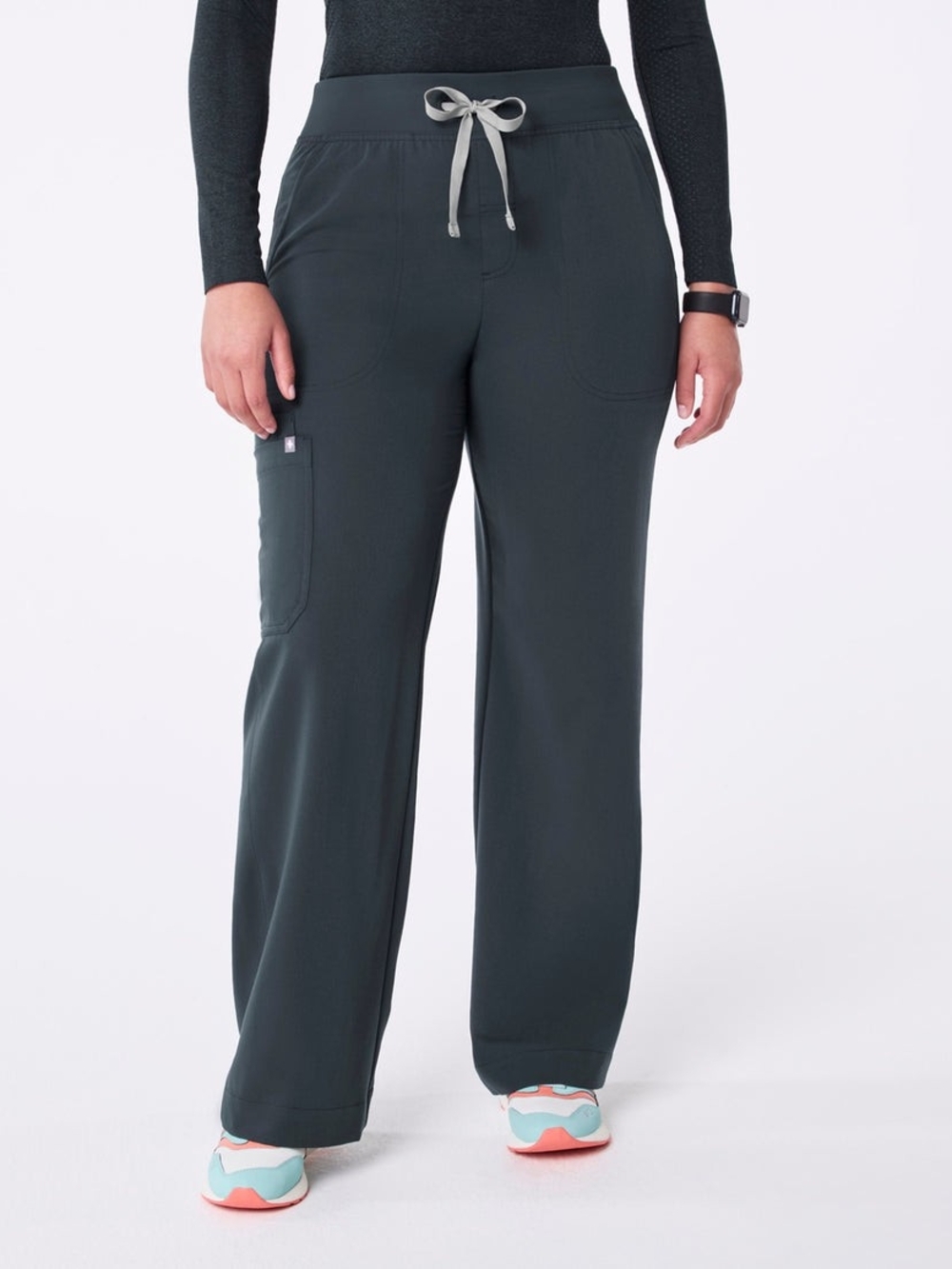 (Flaw - See Descripton) Figs Dark Harbor Isabel High-Rise Wide-Leg Scrub Pant